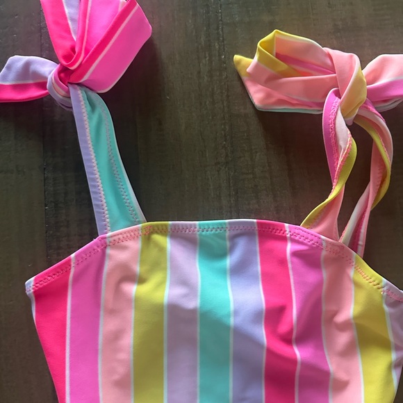 COPY - Swimsuit Shade critters girls size 6 stripes colors summer pink swimsuit - Picture 4 of 5